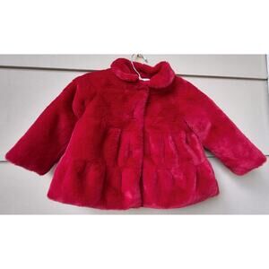 First Impressions Girl Toddler Baby Plush Faux Fur Dressy Coat Red 24 months 2T